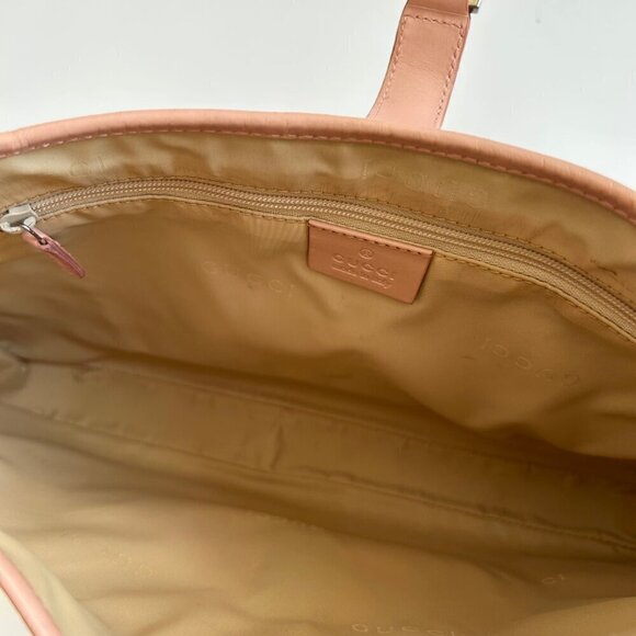 VINTAGE GUCCI JACKIE 1961 PINK CANVAS LEATHER SHOULDER BAG - Picture 9 of 10